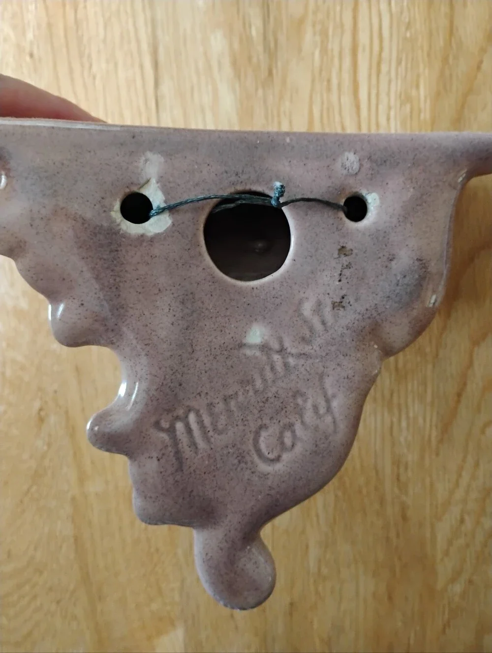 Pink Ceramic Wall Shelf with Floral Accent
